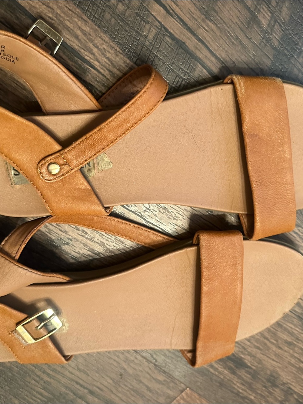 Steve Madden Tan Leather Ankle Strap Sandals